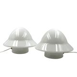 Space age Set of 2 opaline glass table Lamps, Italy 1970s