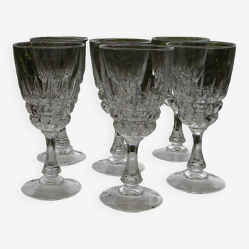 Set of 6 arques crystal red wine glasses. pompadour model.