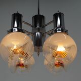 Murano Glass & Chrome Chandelier, Italy, 1970s