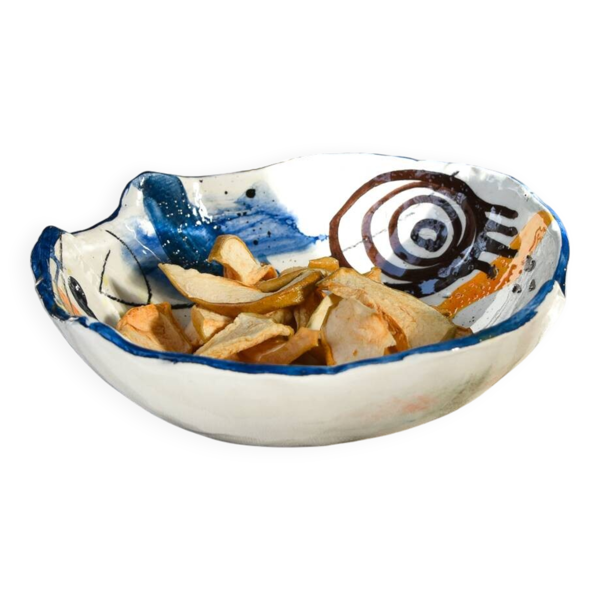 Blue abstract art ceramic bowl