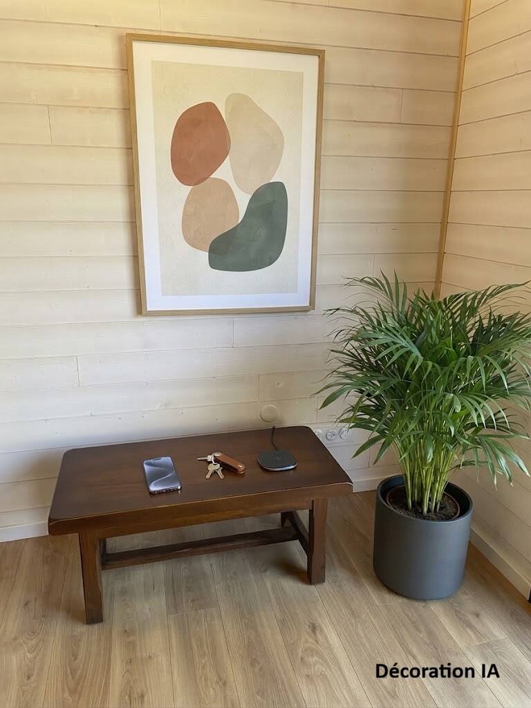Grande table basse ancienne en bois massif - Esprit campagne chic
