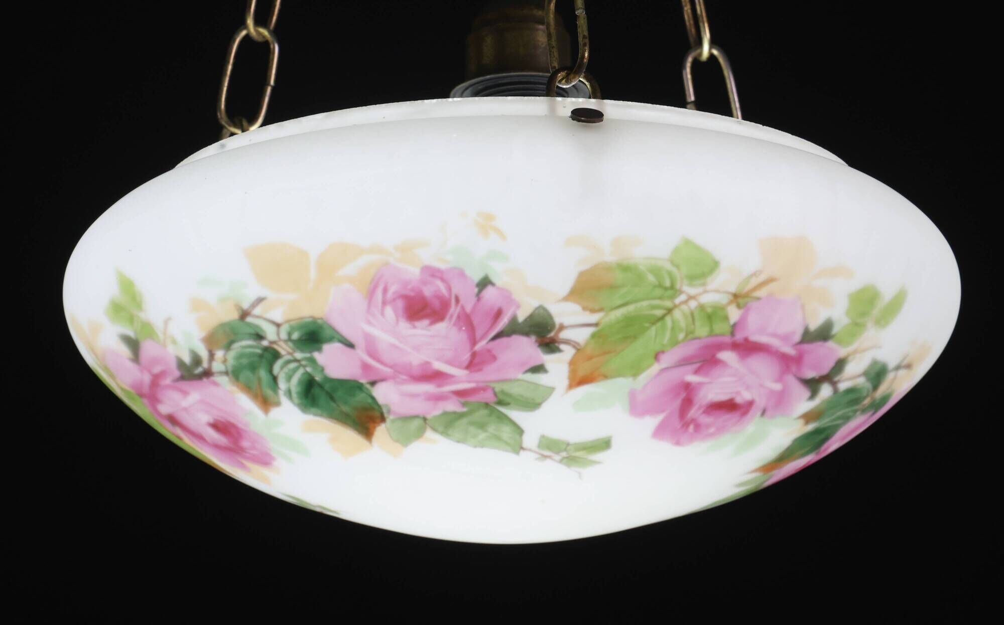 Vintage Glass Chandelier with Floral Decorations, Gallè Style, 1960
