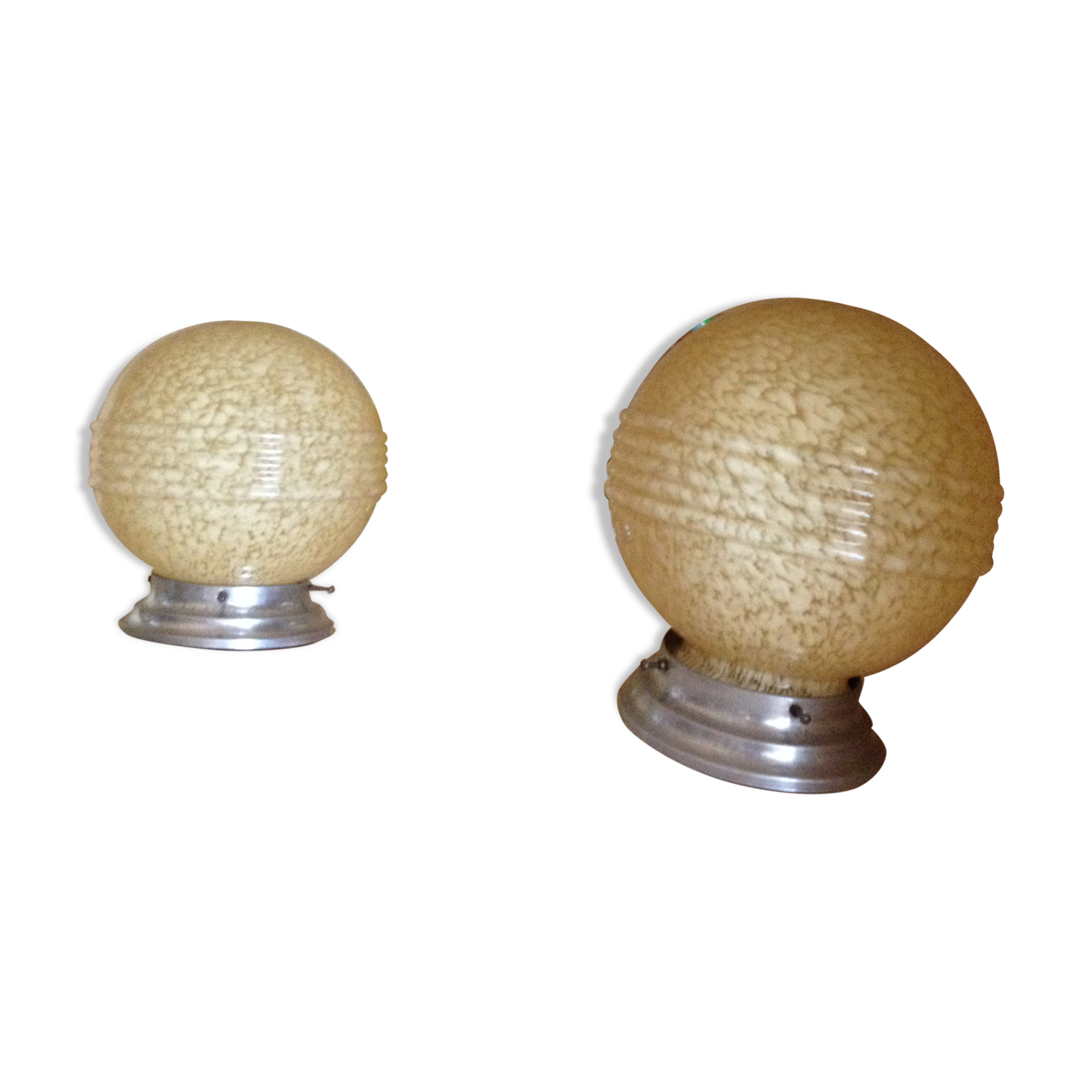 Lot of 2 opaline ceiling yellow speckled