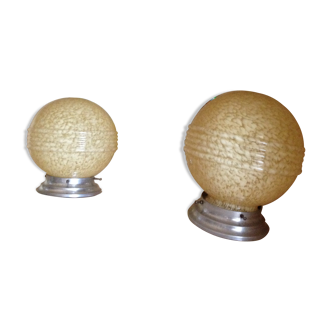 Lot of 2 opaline ceiling yellow speckled