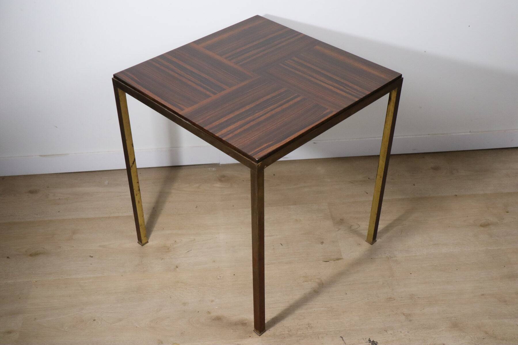 Vintage side table in rosewood & bronze – 1960s