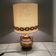 Large ceramic table lamp with glazed finish and linen shade, graphic, Germa