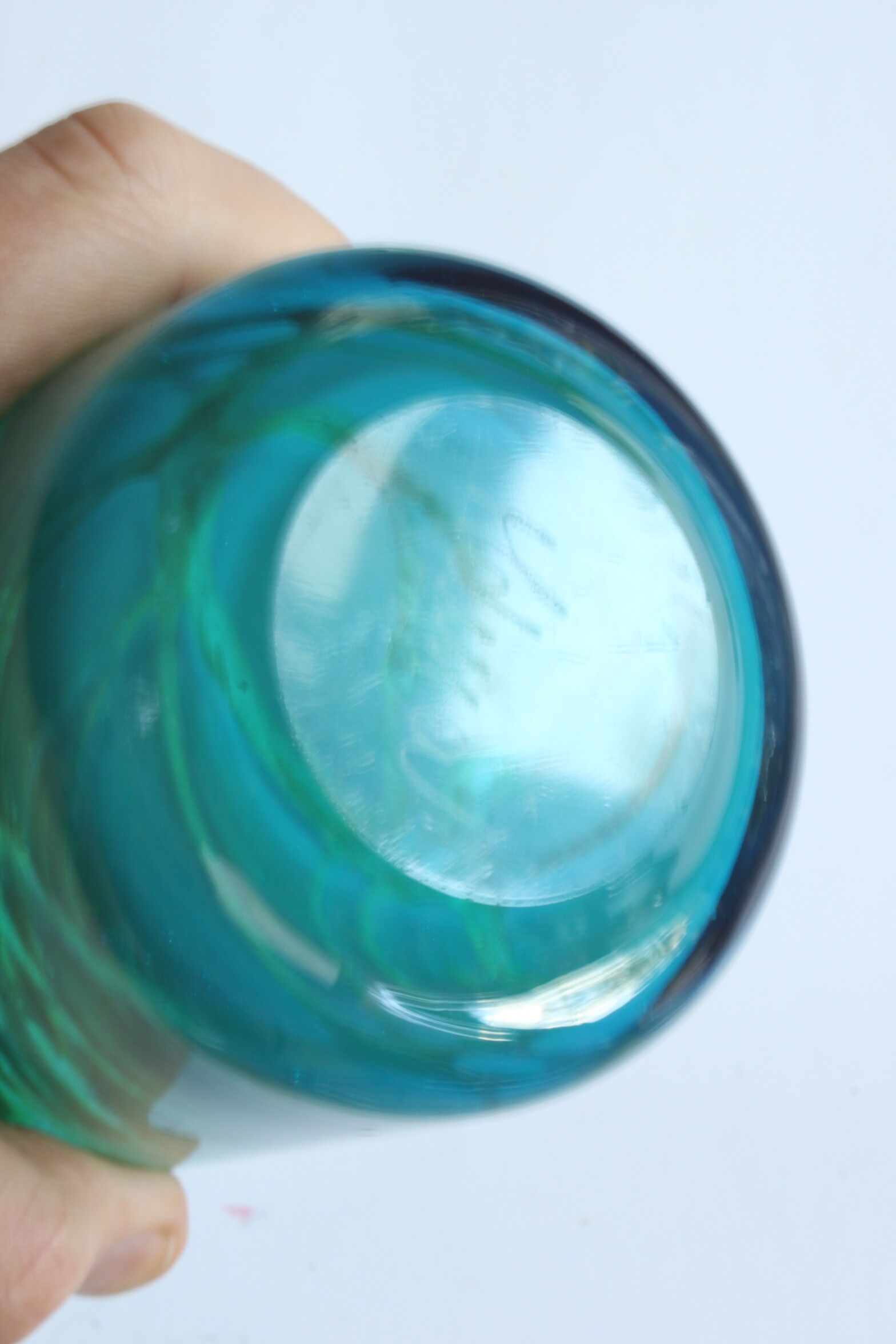 Turquoise cylinder vase by Michael Harris for Mdina Malta, 1970s.
