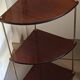 Pair of vintage corner shelves in wood and gold metal, 1960s