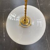Pair of vintage white opaline pendant lights