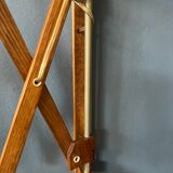 Wall lamp scissors in teak wood lampshade beige