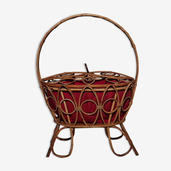 Former worker basket basket in vintage rattan