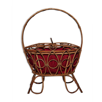 Old vintage rattan basket worker