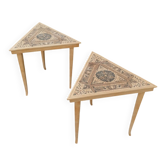 Pair of antique marquetry bedside tables