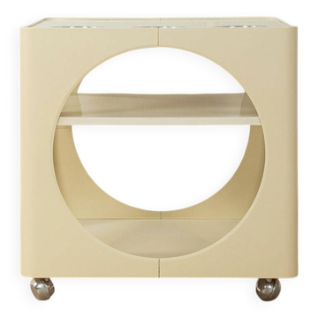 Characteristic serving trolley in cream white Space Age design