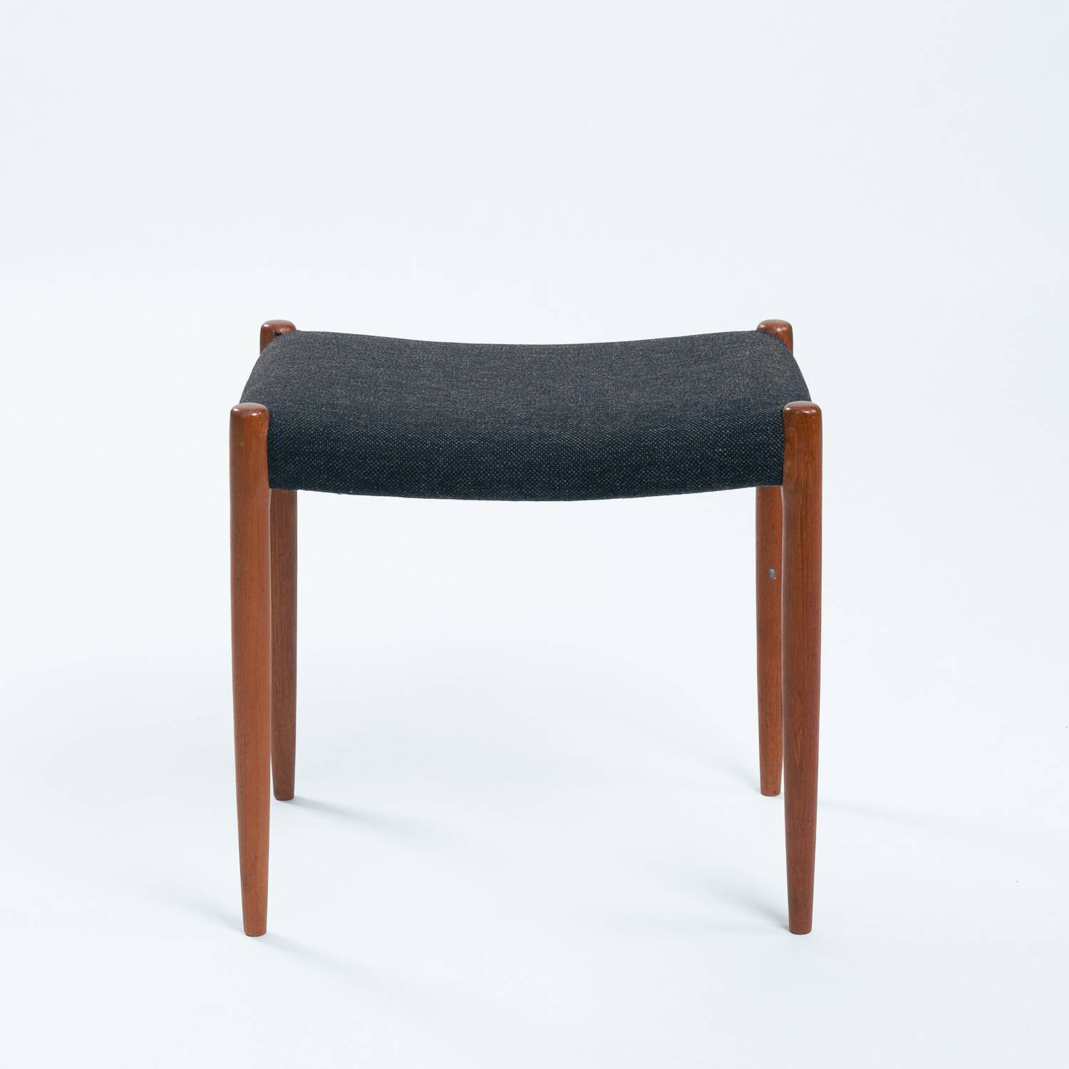 Niel O Moller teak stool 80a with black wool fabric, Denmark, 1960s