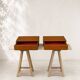 Pair of modernist wooden wall-mounted bedside tables – 1960s