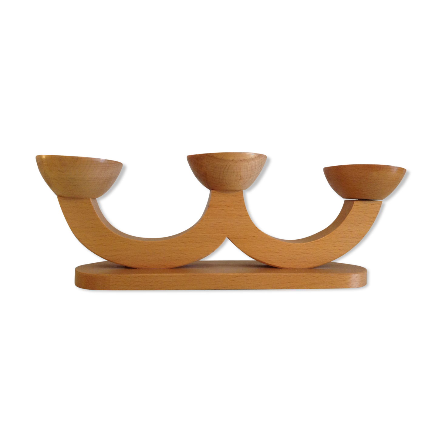Three-tete Scandinavian/vintage 60-70 wooden chandelier