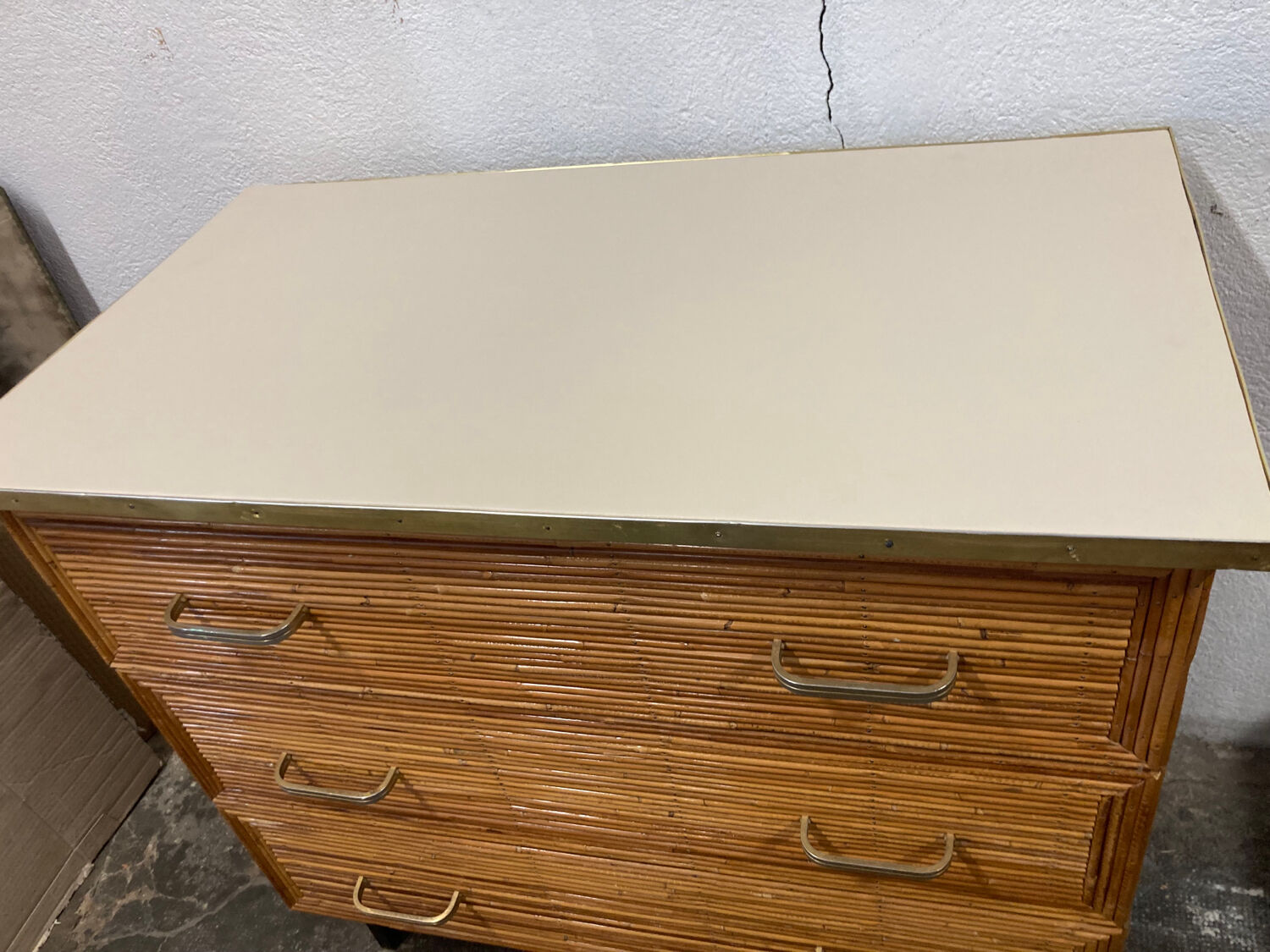 Vintage rattan chest of drawers