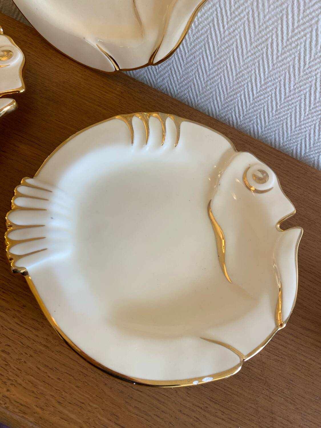 Antique Madgalithe fish set made in France