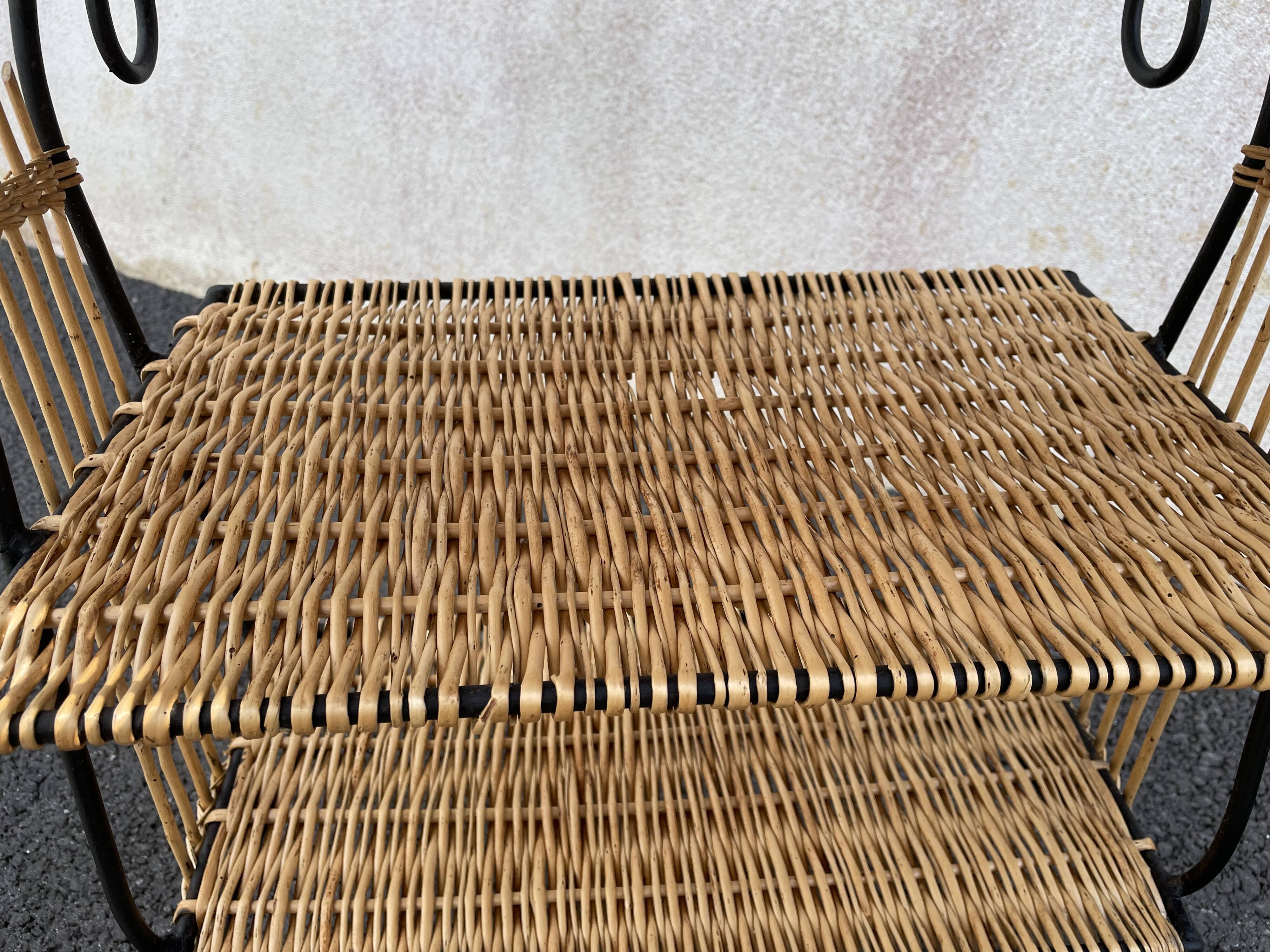 Wicker lyre side table
