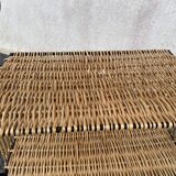 Wicker lyre side table