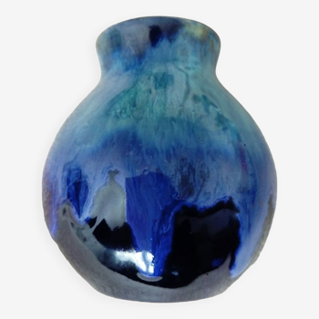 petit vase boule en céramique bleu turquoise
