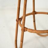 Scandinavian Bamboo Plant Stand with Frosted Glass, 1960s