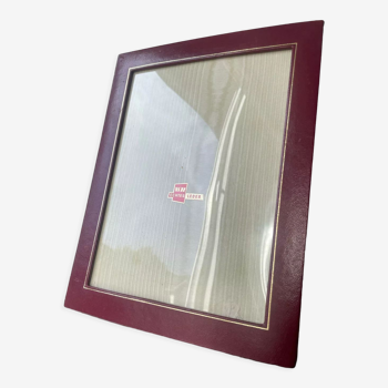 Antique red burgundy leather  with gilding frame measurements 26 cm x 20.5 cm