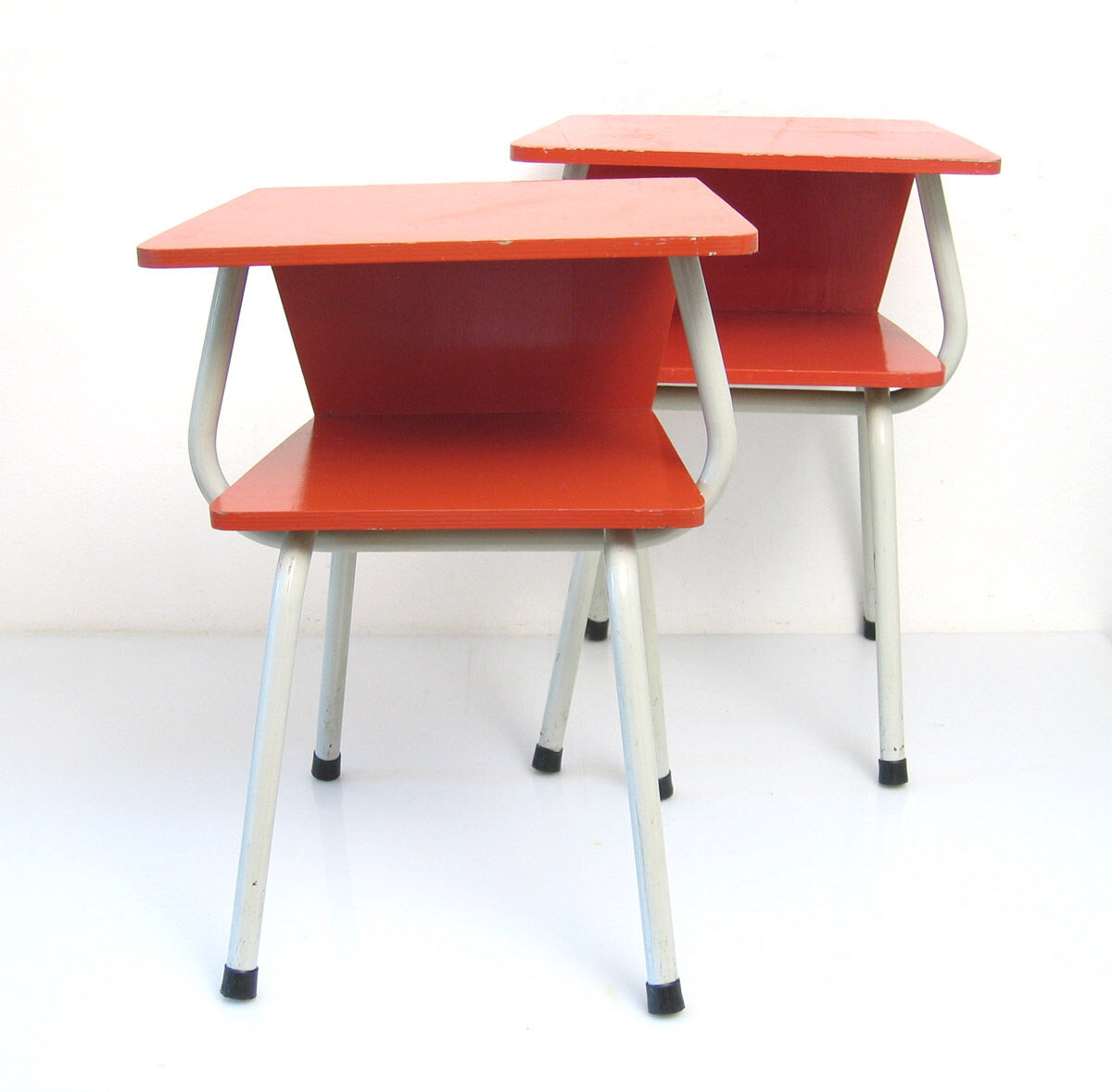 2 fifties red vintage bedside cabinets