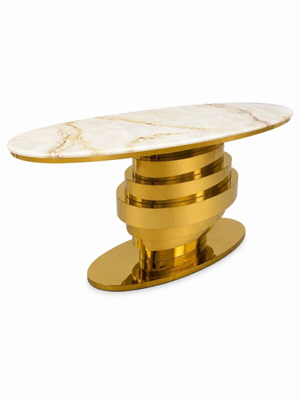 Table Contemporaine Console Table d’appoint Laiton et Marbre or