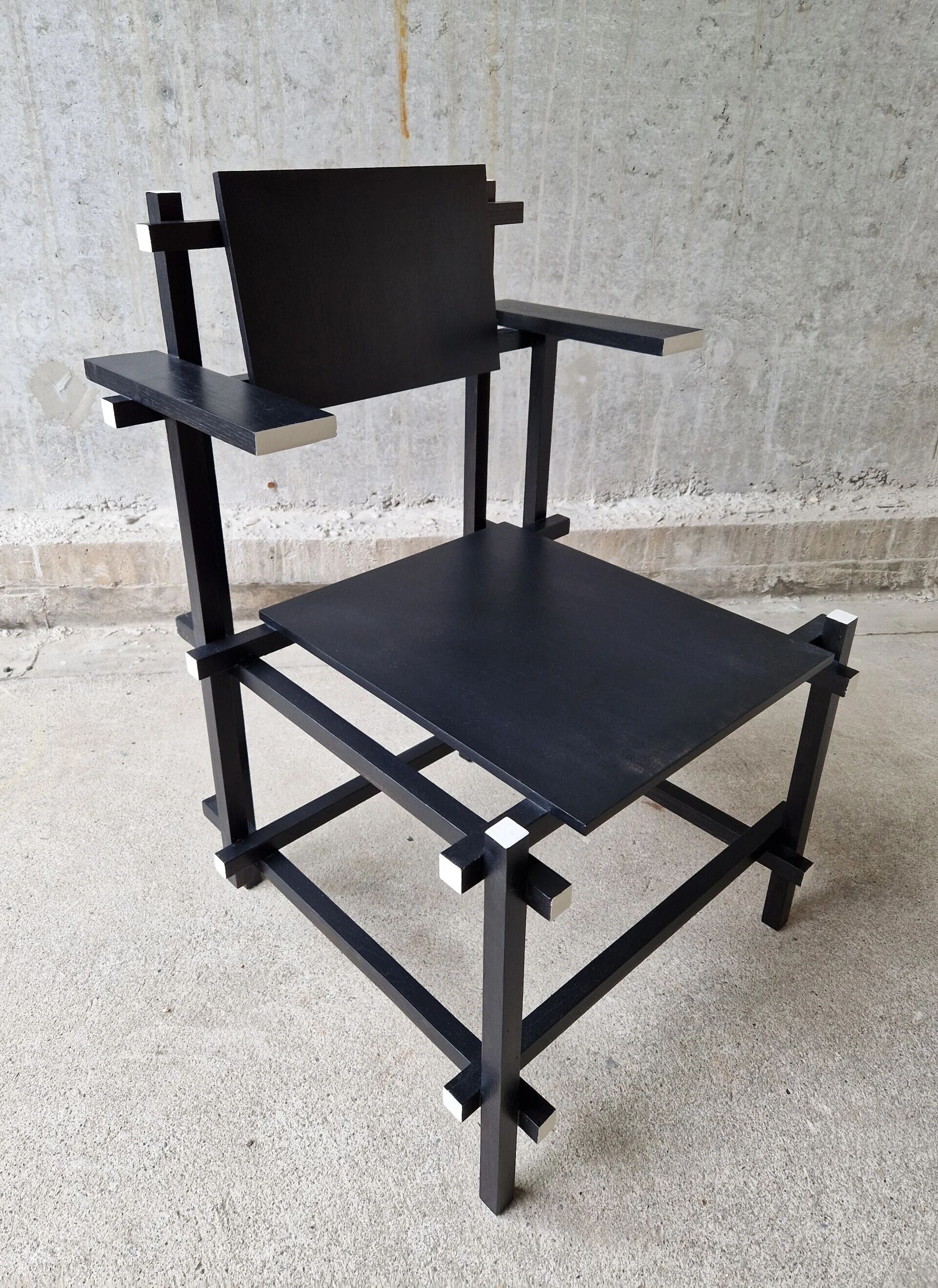 Vintage Gerrit Rietveld high chair replica, 1980s