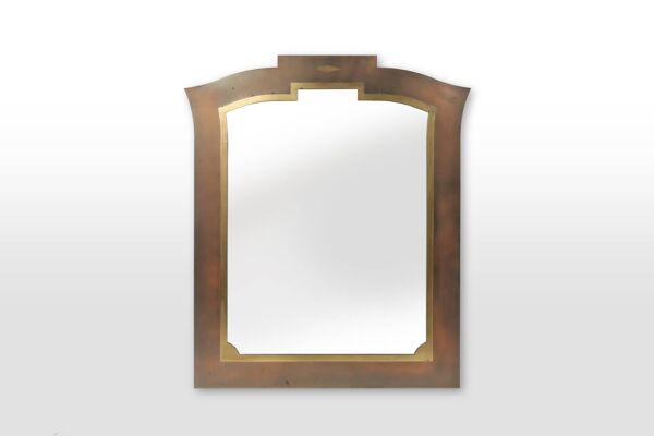 Miroir graphique sophistiqué Belgo Chrome, Belgique vers 1980