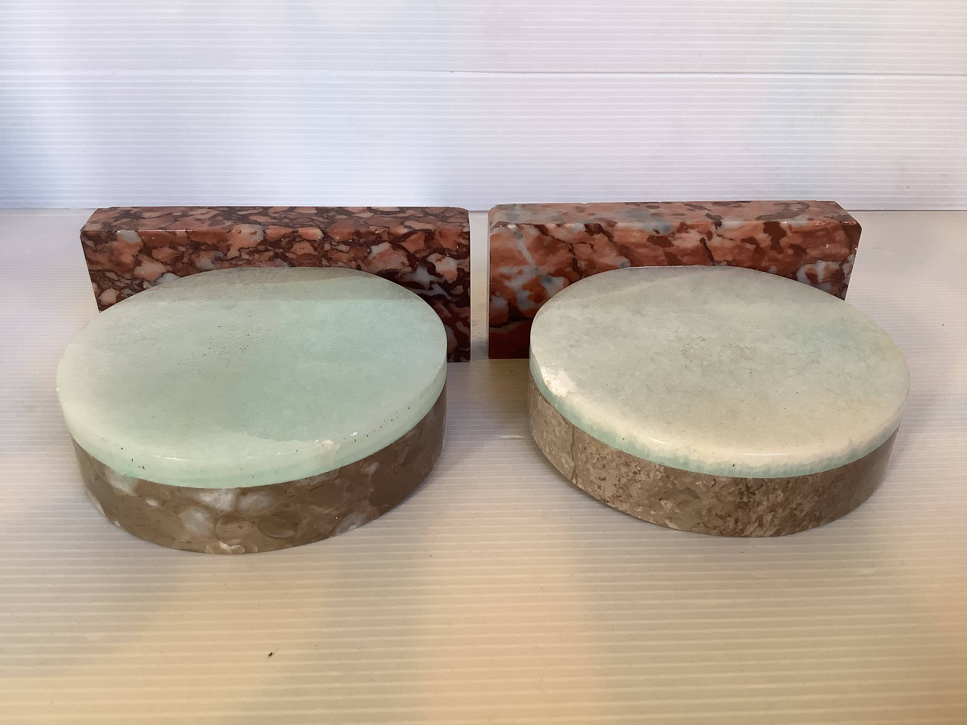 Pair of art deco marble bookends