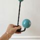 Duo of hooks balls in blue wood and black iron 60s
