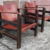 Pair of safari-style armchairs, 1930s