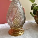 Vintage table lamp in chiseled glass - ogive glass globe
