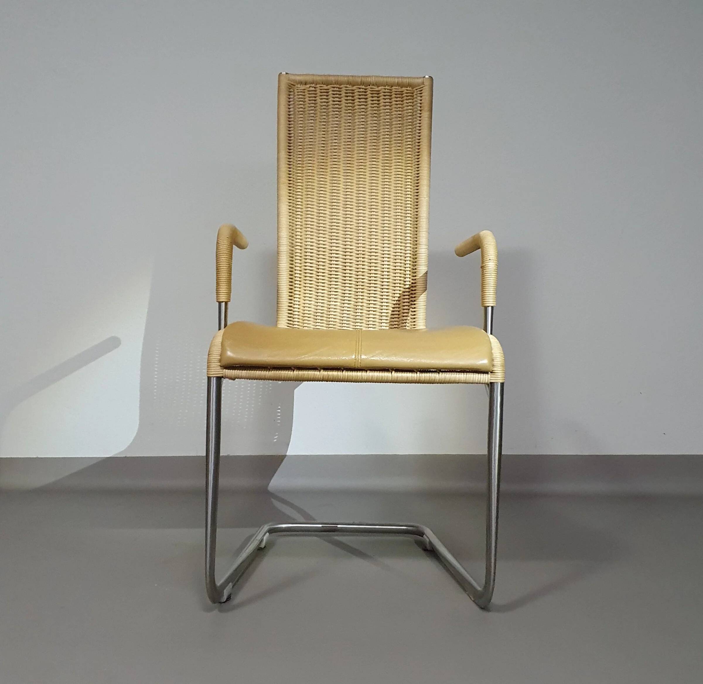 Ensemble de 4 chaises de salle à manger en osier « B25 » par Axel Bruchhäuser pour Tecta, Allemagne, années 1980
