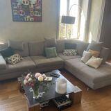 Nicoletti corner sofa in gray Alcantara
