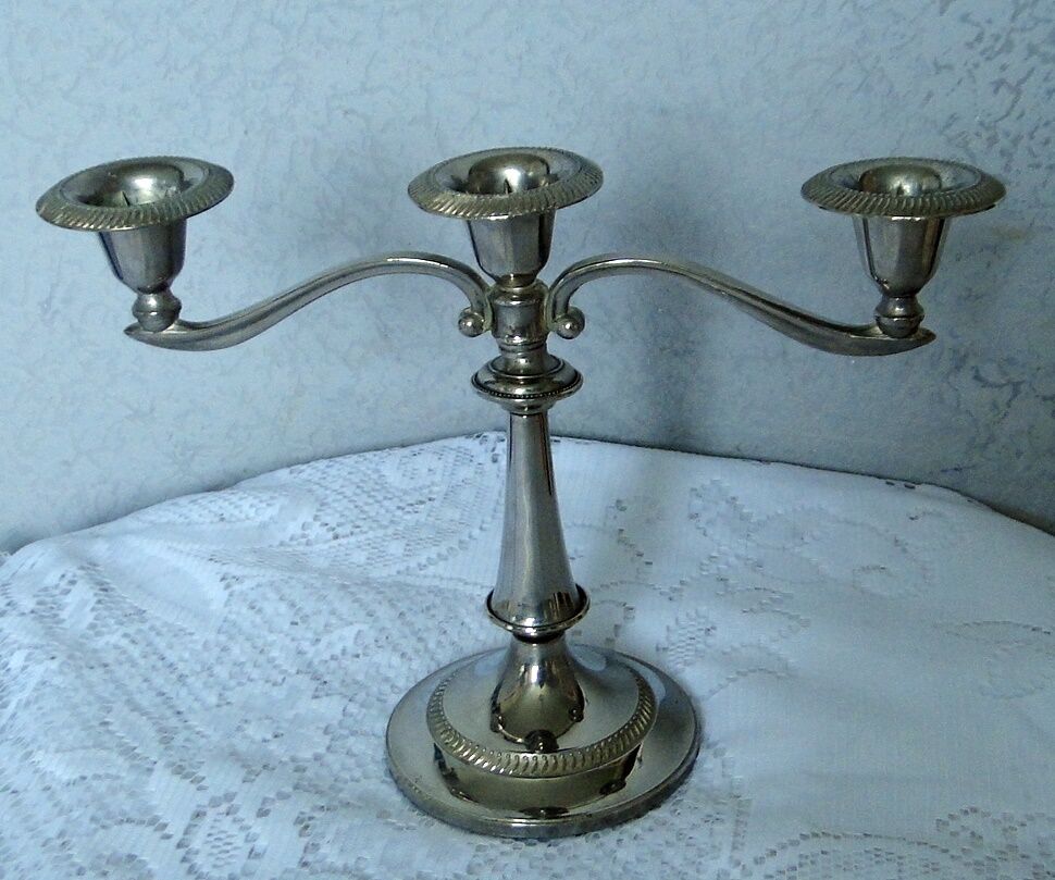 Candle holder 3 branches in silver metal