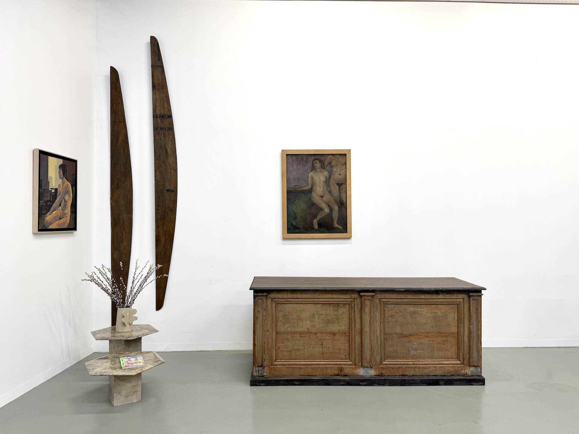 Large Antique Pine Trading Counter