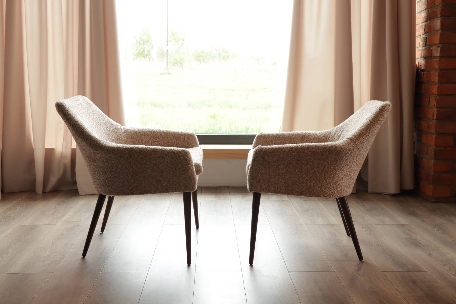 Pair of vintage orange polka dot armchairs from the 1960s