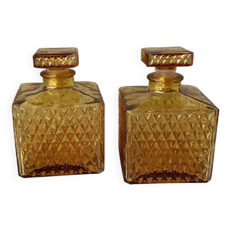 Amber glass carafes Japanese 1970s - Tislo "PASSED J.G.I.A"