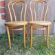 Pair of thonet style bistro chairs light curved wood + cane seat