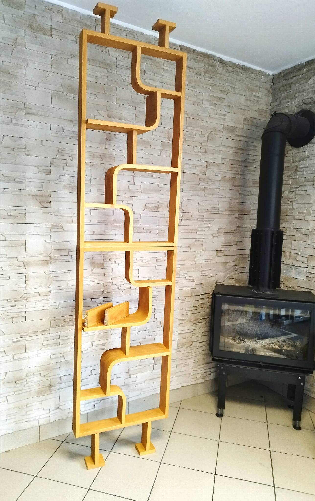 Bent plywood wall, bookcase, flowerbed, Volak by Holesov, 1960s Czechoslovakia