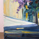 Violet bouquet at the window, oil on canvas signed Lilas Paumier.