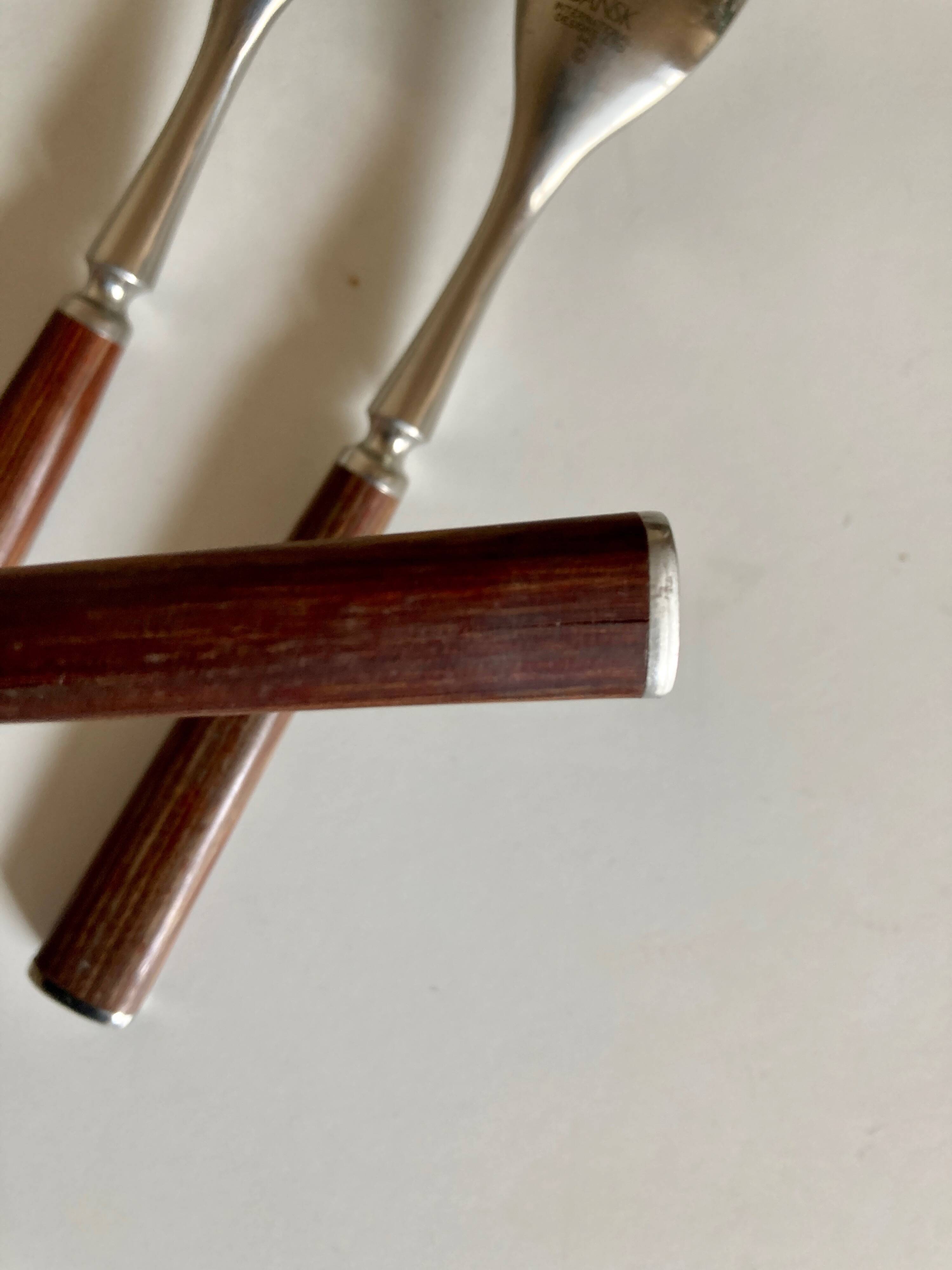 Set of 5 Dansk Design cake forks in teak 1980