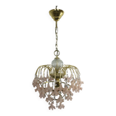 Lustre pampilles fleurs roses