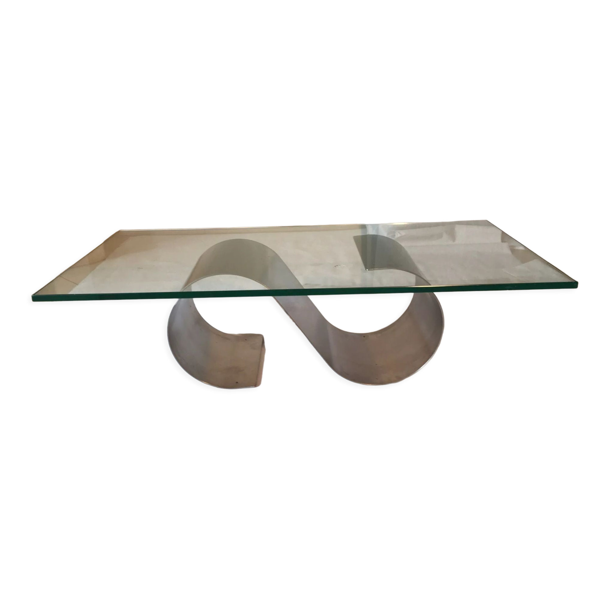 Table basse moderniste en acier et verre