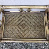 Pair of vintage bedside tables, with 3 drawers, bamboo and rattan