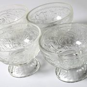 Set of 4 Vintage Pressed Glass Dessert Bowls Cibulak by Pavel Panek / 1977